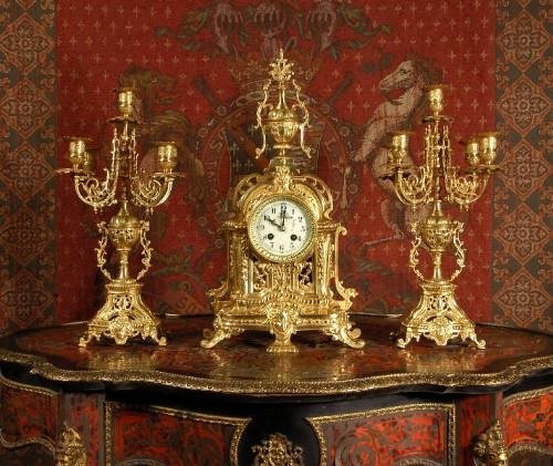 fig 1. **** SOLD **** Japy Freres Antique French Boudoir Clock Set ~ French - Circa 1880 ~